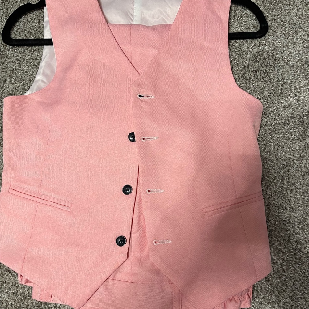 Boys 3 piece pink and black suit. Blazer, vest and pants. Purchased on Amazon. - Picture 4 of 5